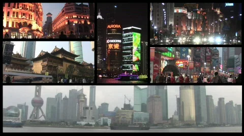 Shanghai Split Screen Stock Footage 308675