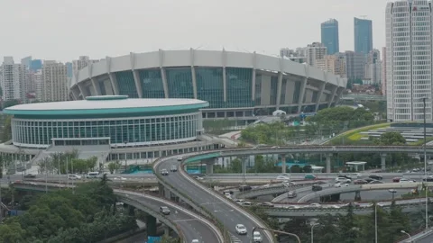 Shanghai Stadium close up cloudy Stock Footage 240826416