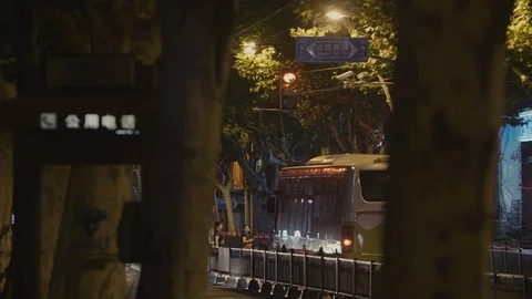 Shanghai street by night Stock Footage 99391078