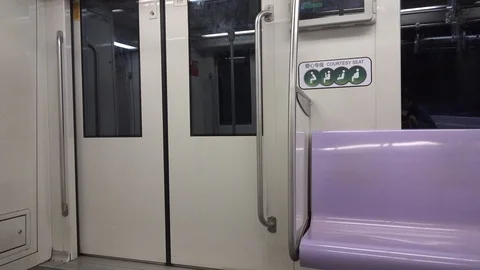 Shanghai subway and empty courtesy seat Stock Footage 108594853