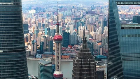 Shanghai Three Piece Set Aerial Timelapse 4K Stock Footage 339339880