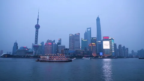 Shanghai timelapse from day to night Video stock 71133737