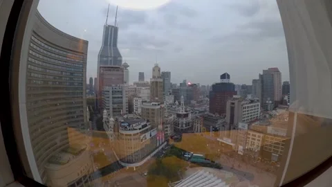 Shanghai Timelapse from Hotel Window Evening Stock Footage 201230766