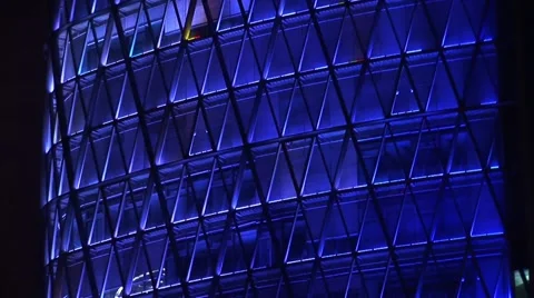 Shanghai Tower Blue Lights Video stock 45948394