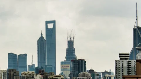 Shanghai Tower Skyscraper Construction Completion, 4 years Video stock 87670363