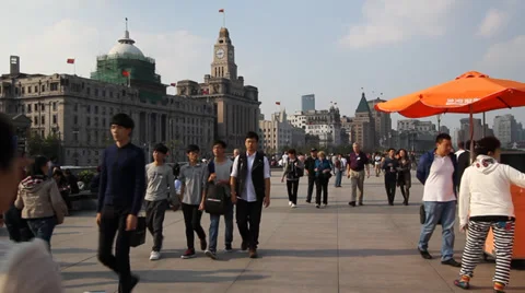 Shanghai Waterfront Skyline Architecture Stock Footage 32856765
