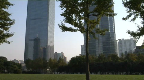 Shanghai World Financial Centre and Jinmao Tower Stock Footage
