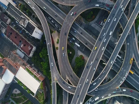 Shanghai's elevated roads and traffic Stock Footage 77311048