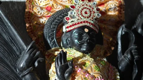Shani Dev Statue with Selective Focus Symbolizing Karma, Discipline and Div.. Stock Footage 326360431