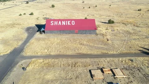 Shaniko ghost town in Central Oregon, drone aerial vide Stock Footage 286190524
