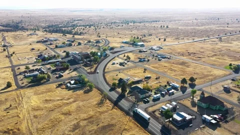Shaniko ghost town in Central Oregon, drone aerial vide Stock Footage 286190534