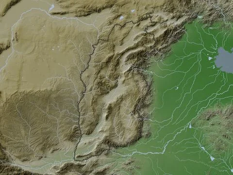 Shanxi, China. Elevation map colored in wiki style with lakes and rivers 스톡 일러스트