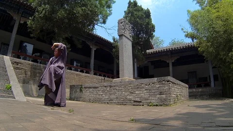 Shaolin monk practicing Kung Fu Stock Footage 89762271