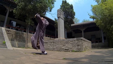 Shaolin monk practicing Kung Fu Видео 89813265