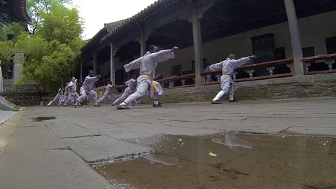Shaolin monks practicing Kung Fu Video stock 89813256