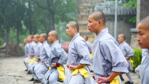Shaolin monks training Kung fu Stock Footage 88676645
