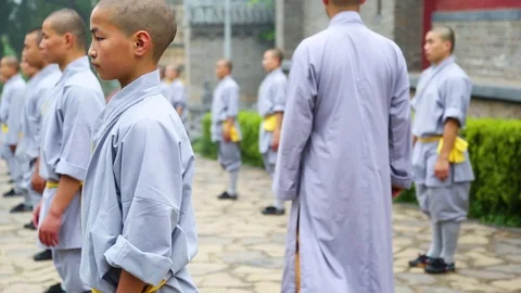 Shaolin monks training Kung fu Stock Footage 88676671