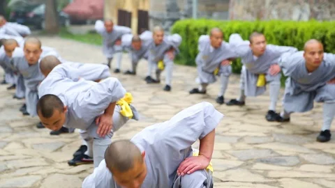 Shaolin monks training Kung fu Vídeos de archivo 88676884