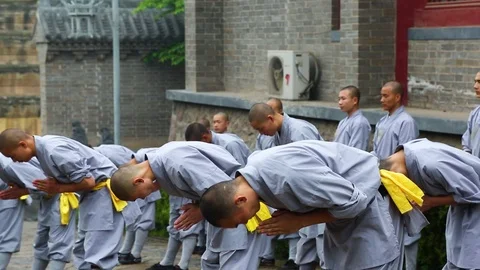 Shaolin monks training Kung fu Vídeos de archivo 88677169
