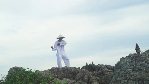 Shaolin Warrior Wu Shoo Practice Martial Art Vídeo Stock 70846789