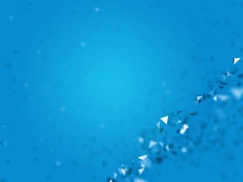 Сhaotic motion low poly polygonal particles in a fantastic space. 3d render Illustrazione stock
