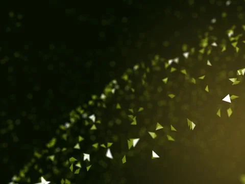 Сhaotic motion low poly polygonal particles in a fantastic space. 3d render Stock Illustration