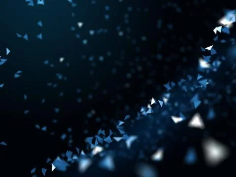 Сhaotic motion low poly polygonal particles in a fantastic space. 3d render Stock Illustration
