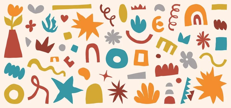 Shape abstract set vector illustration. Organic graphic design elements in .. Illustrazione stock