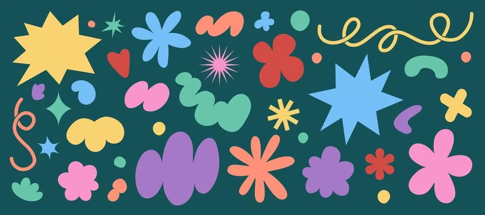 Shape abstract sticker. Background icon, cloud retro, flower comic design, .. Stock Illustration