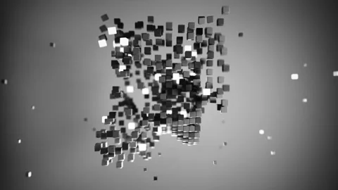 Shape of black cubic particles seamless loop 3D animation Stock Footage 110724210