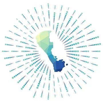 Shape of Boracay, polygonal sunburst. Map of the island with colorful star .. Stock-Illustration