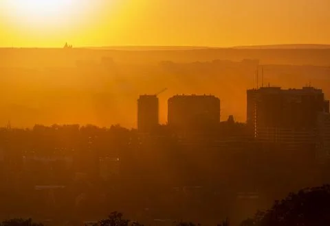 Shape of buildings at sunset light Stock Photos