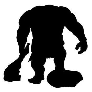 Shape of cave troll with stone thick stick. Stock Illustration