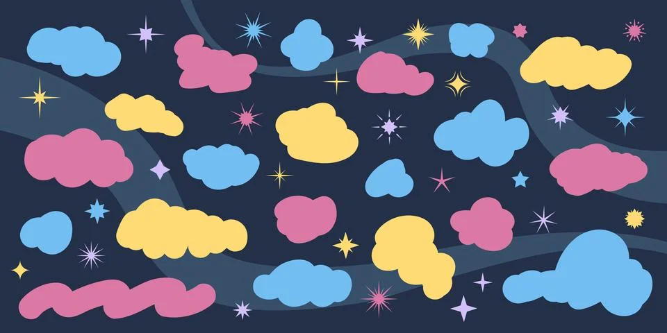 Shape cloud, figure in an abstract and organic style, with comic elements, .. Stock Illustration