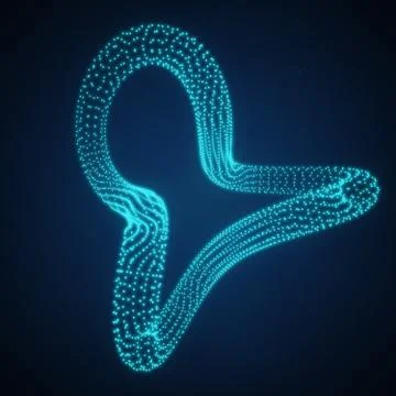 Shape Consisting of Points. 3d illustration, technology style. Stock Illustration