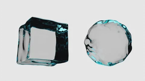 The shape of a cube and a ball of water hangs in space and shimmers with waves Stock Footage 151919603