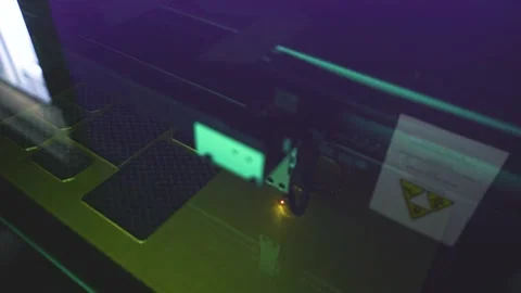 Shape cutting using laser technology printer machine Stock Footage 163255705