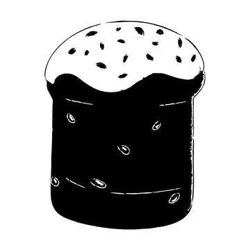 Shape of Easter cake with white icing and raisins. Stock Illustration