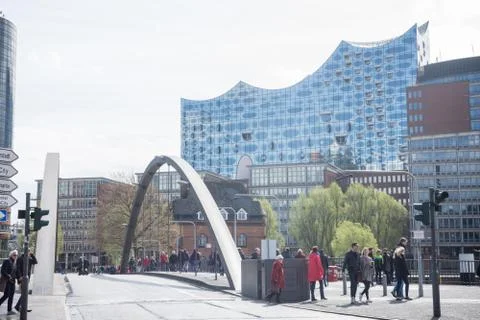 Shape of elbphilharmony with white background a day in april in hamburg hafen Stock Photos