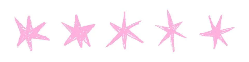 Shape elements, abstract. Graphic pink stars among scribble doodles, color co Illustrazione stock