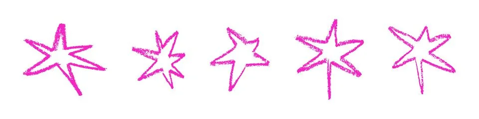 Shape elements, abstract. Graphic pink stars among scribble doodles, color .. Stock Illustration