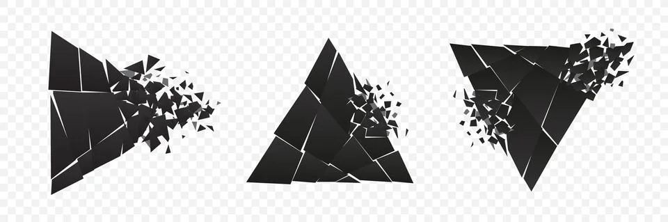 Shape explosion broken and shattered flat style design vector illustration set Stock Illustration