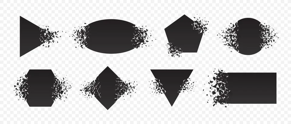 Shape explosion broken and shattered flat style design vector illustration set イラスト素材