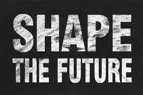 Shape the future Shape the future text is written by white chalk on blackb... Foto stock