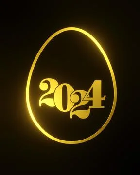 Shape of a golden Easter egg with the year number 2024 Stock Illustration