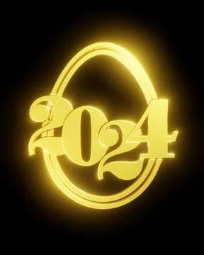 Shape of a golden Easter egg with the year number 2024 Stock Illustration