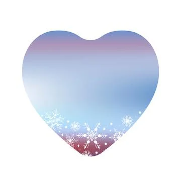 Shape Gradient heart in blue with Snowflakes. Beautiful element for backgroun Stock Illustration