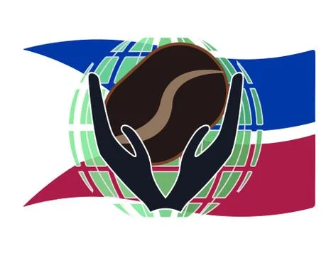 The shape of a hand carrying coffee beans Stock Illustration