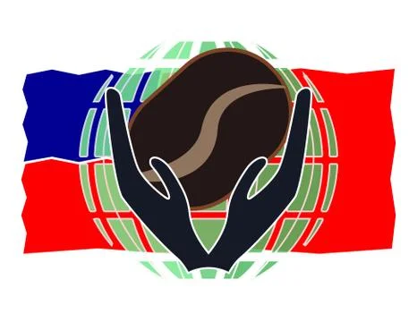 The shape of a hand carrying coffee beans Stock Illustration