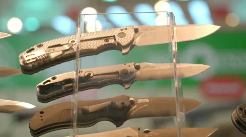 The Shape of the Handle and Blade. the Tip of the Knife. Blued Steel. Stock Footage 68601108